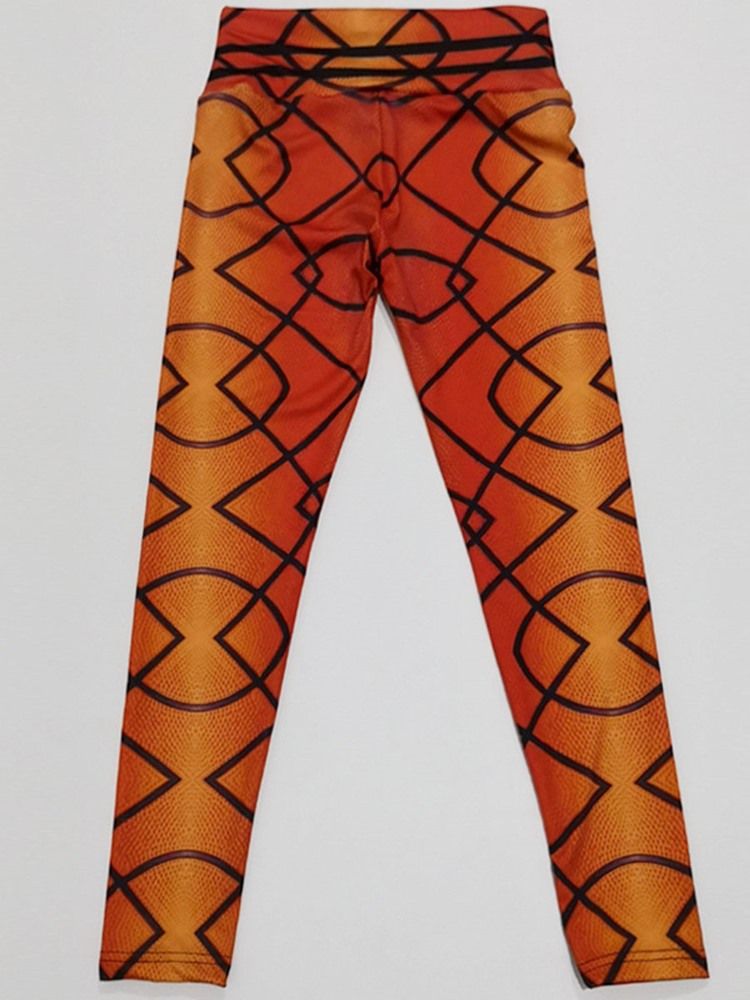 Andas Geometriskt Polyestertryck Löpande Hellängds Yogabyxor Tiktok-Leggings Med Hög Midja