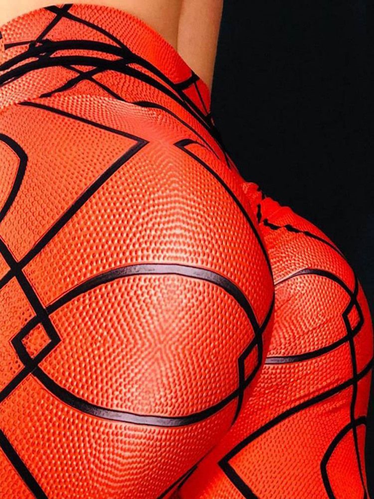 Andas Geometriskt Polyestertryck Löpande Hellängds Yogabyxor Tiktok-Leggings Med Hög Midja