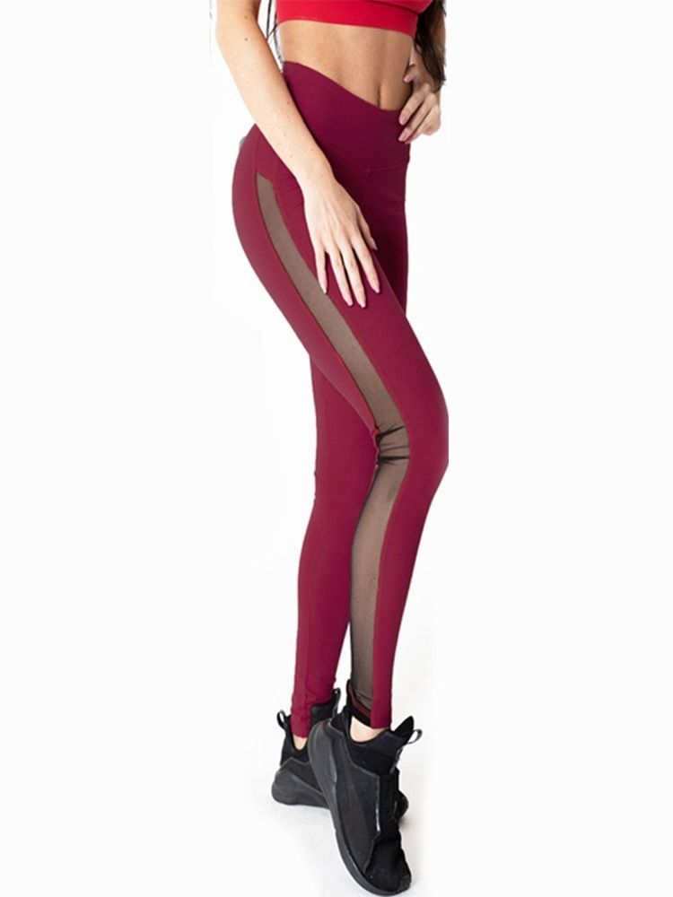 Andas Mesh Patchwork Leggings I Full Längd Yogabyxor Tiktok Leggings Med Hög Midja