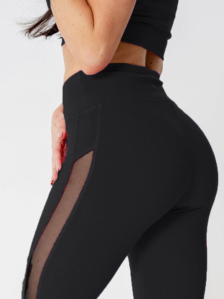 Andas Mesh Patchwork Leggings I Full Längd Yogabyxor Tiktok Leggings Med Hög Midja