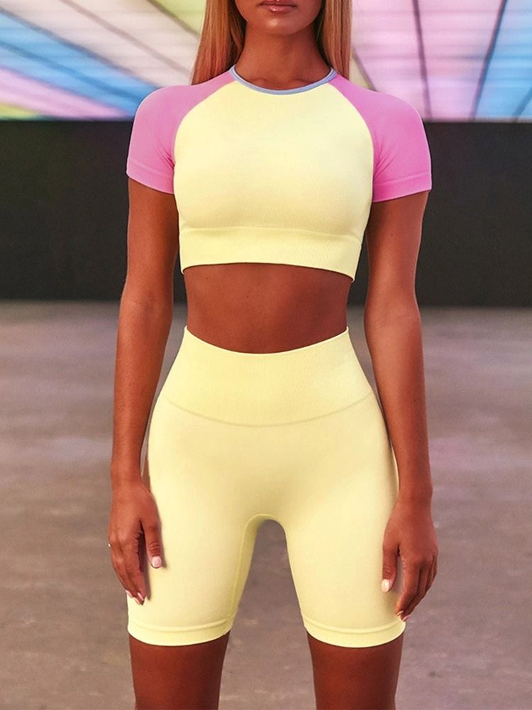 Andas Patchwork Color Block Bomullsblandningar Badminton Pullover Klädset