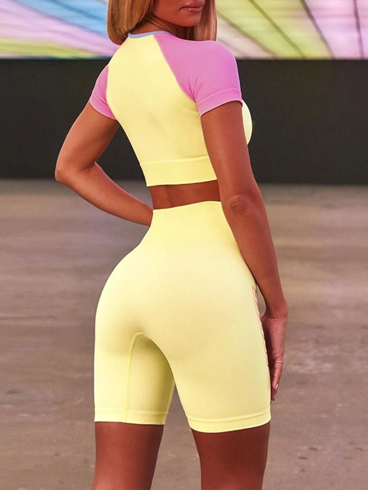 Andas Patchwork Color Block Bomullsblandningar Badminton Pullover Klädset