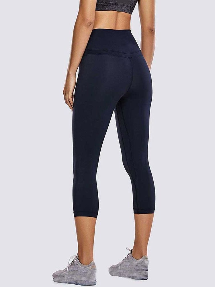 Andas Solid Patchwork Mid-Calf Volleyboll Byxor Yoga Byxor Tiktok Leggings Med Hög Midja