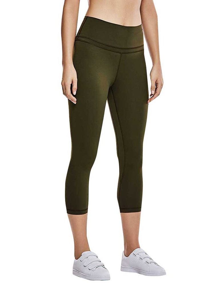 Andas Solid Patchwork Mid-Calf Volleyboll Byxor Yoga Byxor Tiktok Leggings Med Hög Midja