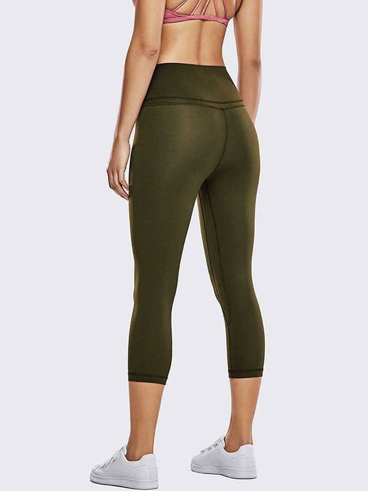 Andas Solid Patchwork Mid-Calf Volleyboll Byxor Yoga Byxor Tiktok Leggings Med Hög Midja