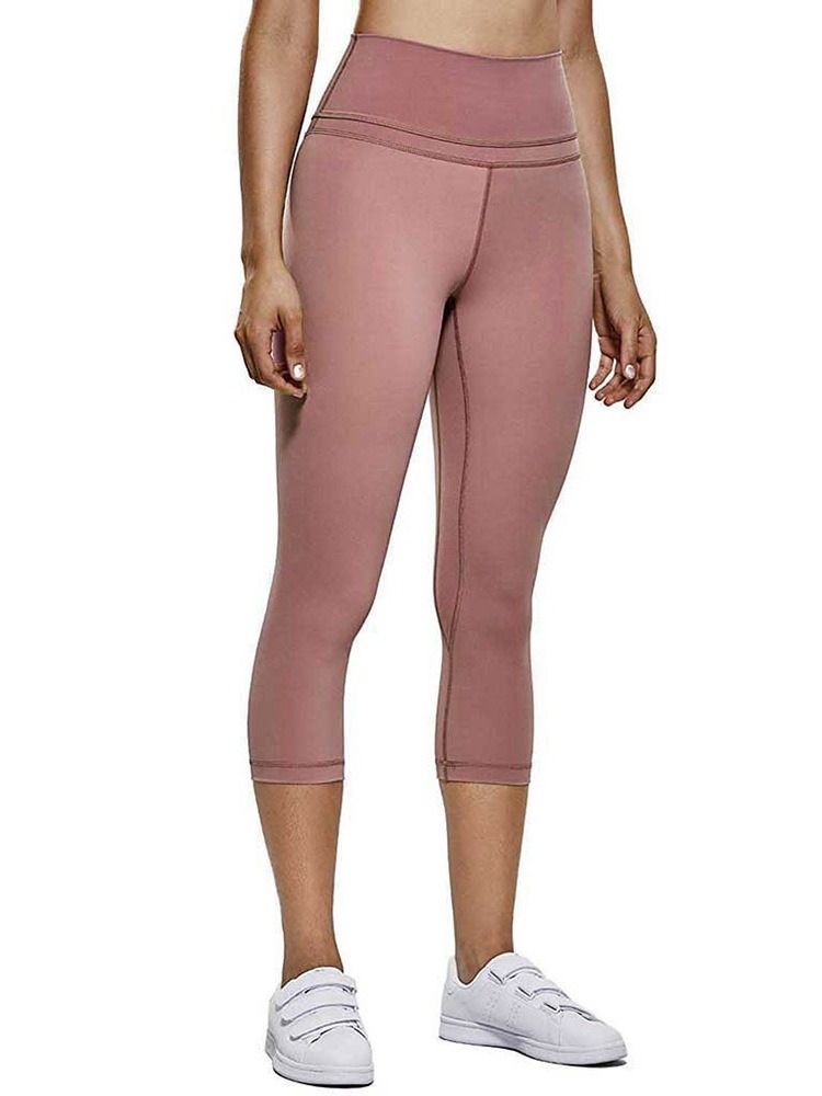 Andas Solid Patchwork Mid-Calf Volleyboll Byxor Yoga Byxor Tiktok Leggings Med Hög Midja
