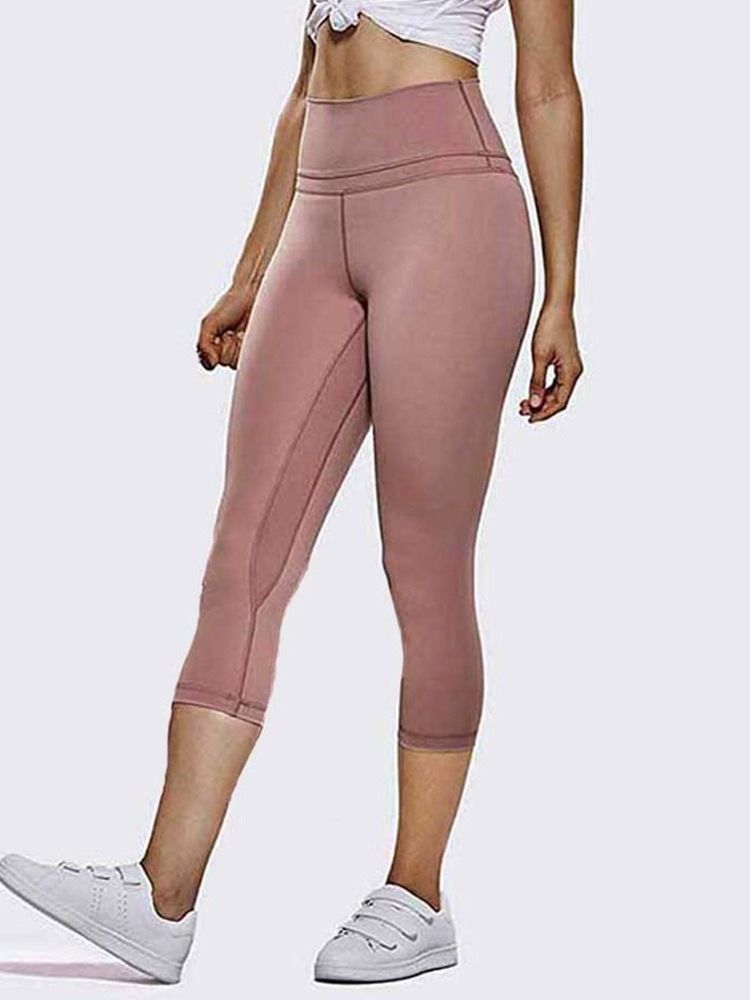 Andas Solid Patchwork Mid-Calf Volleyboll Byxor Yoga Byxor Tiktok Leggings Med Hög Midja