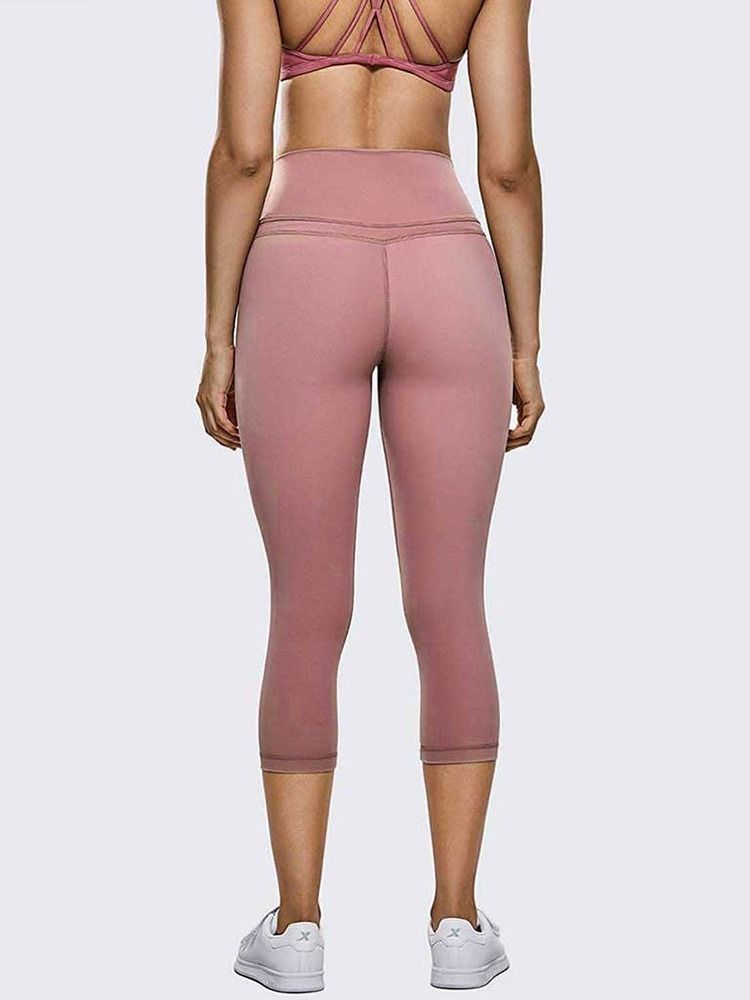 Andas Solid Patchwork Mid-Calf Volleyboll Byxor Yoga Byxor Tiktok Leggings Med Hög Midja