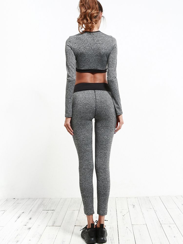 Andas Solid Patchwork Running Long Sleeve Sports Sets