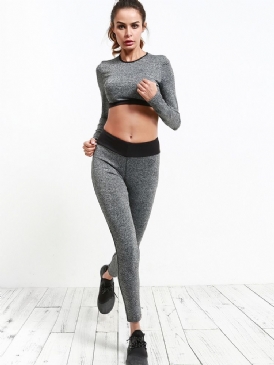 Andas Solid Patchwork Running Long Sleeve Sports Sets