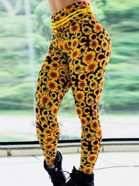 Andningsbart Solrostryck Push Up Gym Sport Yoga Byxor Tiktok Leggings Med Hög Midja