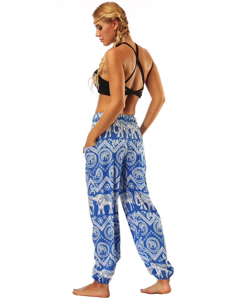 Animal Print Wide Leg Magdans Lyktbyxor