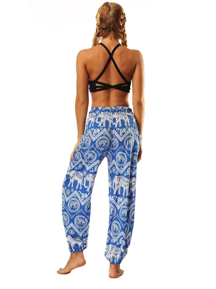 Animal Print Wide Leg Magdans Lyktbyxor