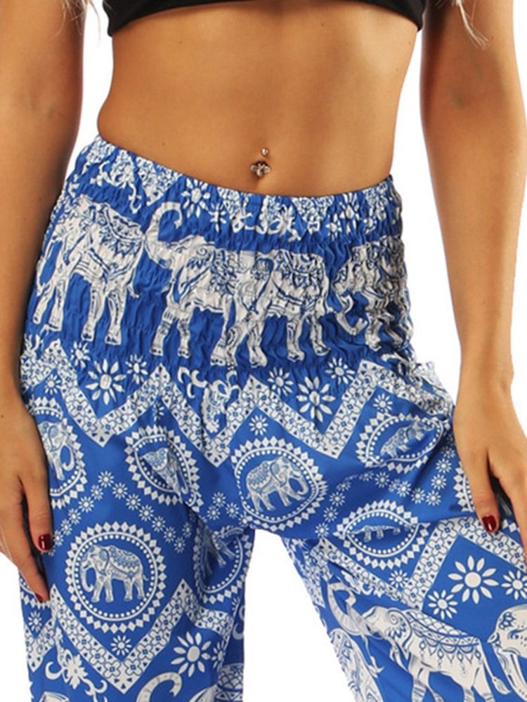 Animal Print Wide Leg Magdans Lyktbyxor