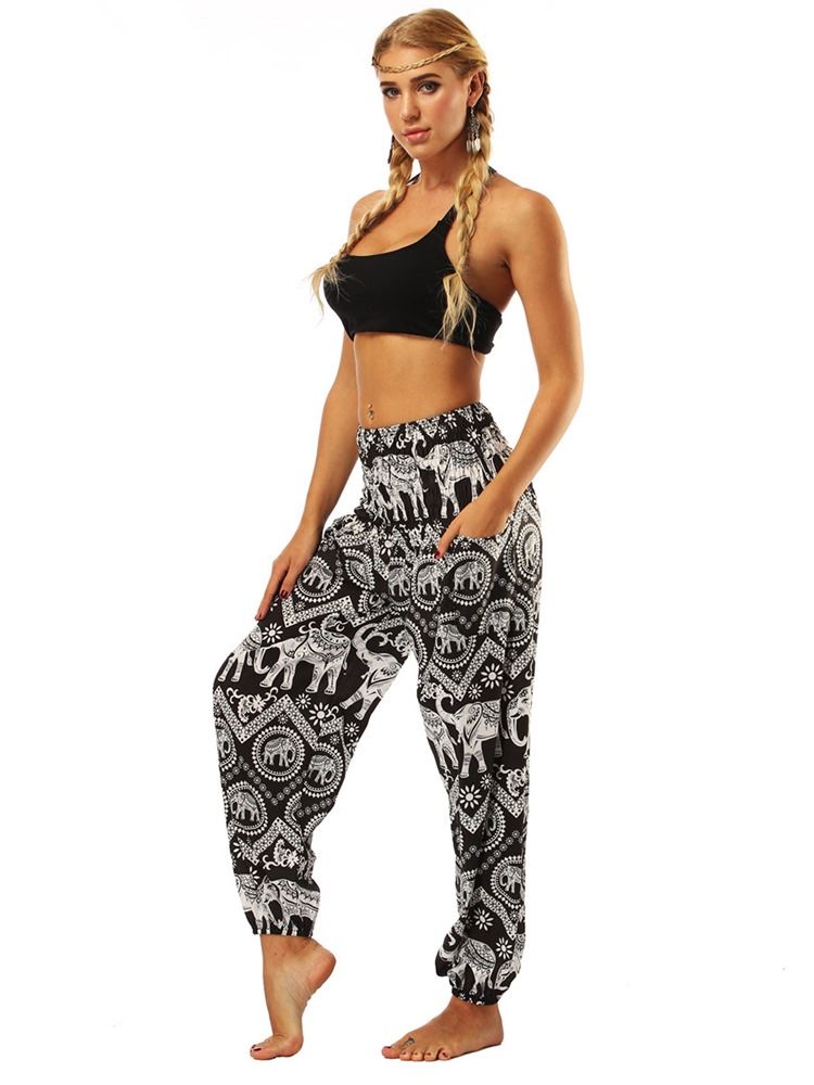 Animal Print Wide Leg Magdans Lyktbyxor