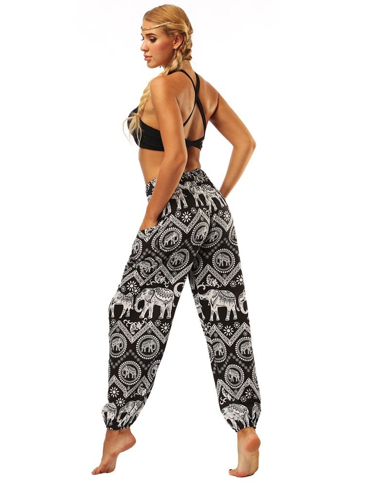 Animal Print Wide Leg Magdans Lyktbyxor