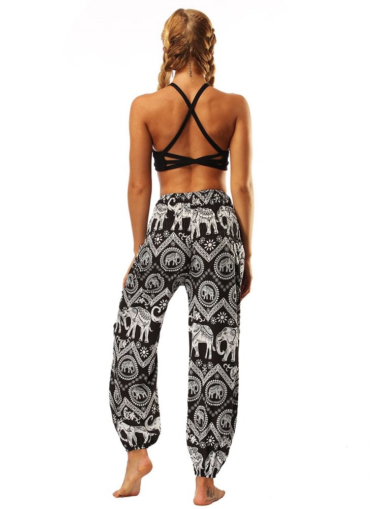 Animal Print Wide Leg Magdans Lyktbyxor