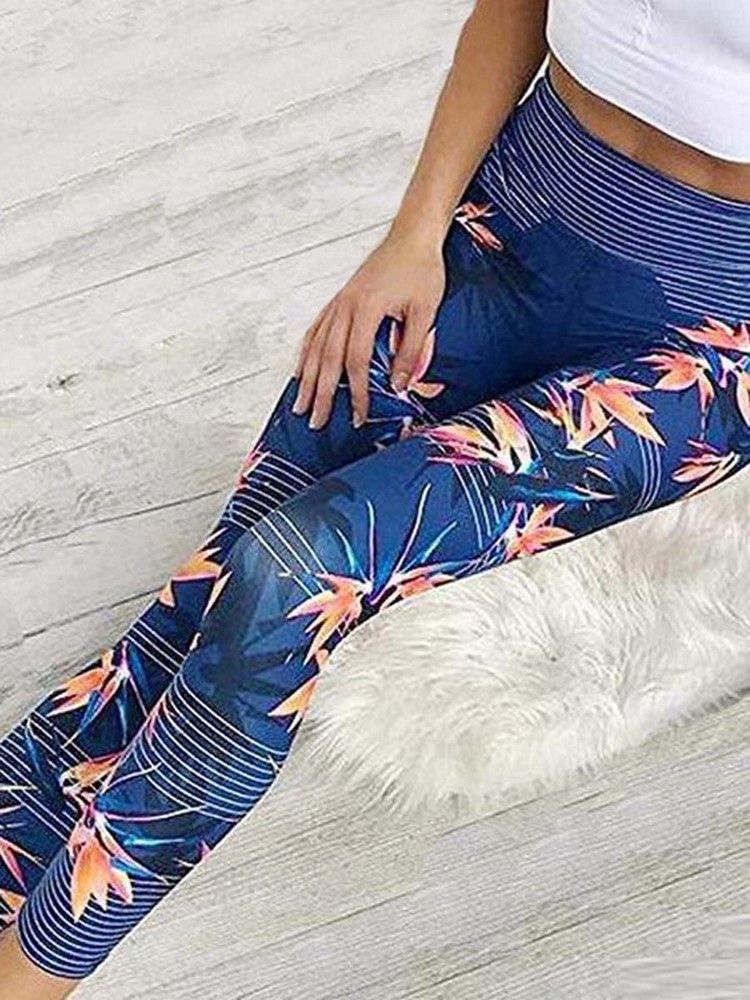 Anti-Svett Blommönster Dam Sport Leggings