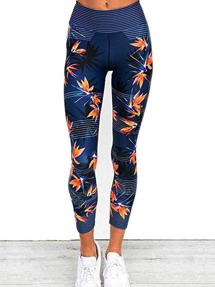 Anti-Svett Blommönster Dam Sport Leggings