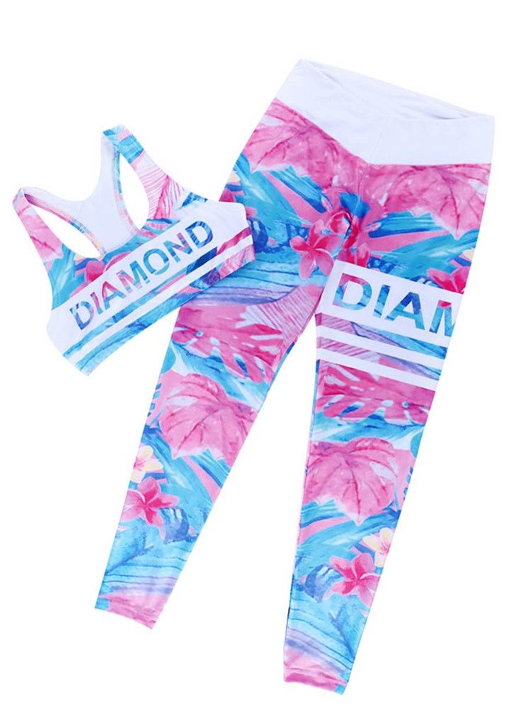 Anti-Svett Patchwork Floral Pullover Sports Set
