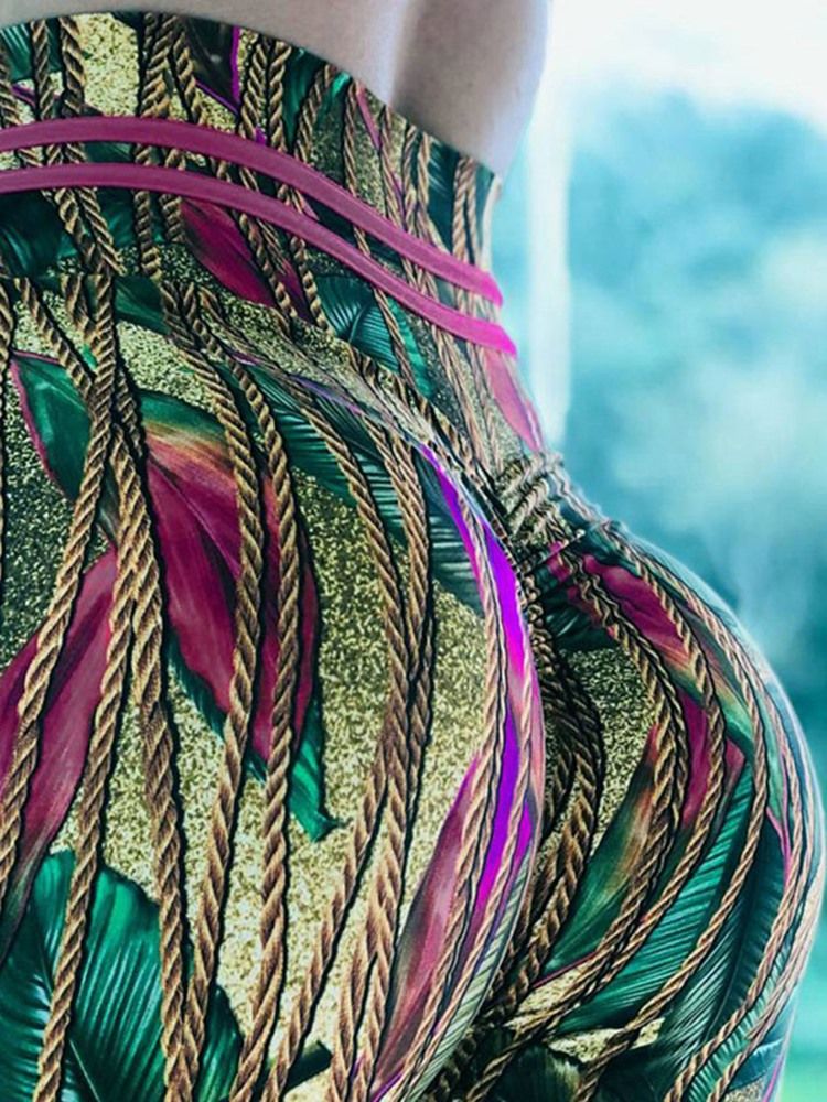 Anti-Svett Polyester Print Full Längd Yoga Byxor Hög Midja Tiktok Leggings