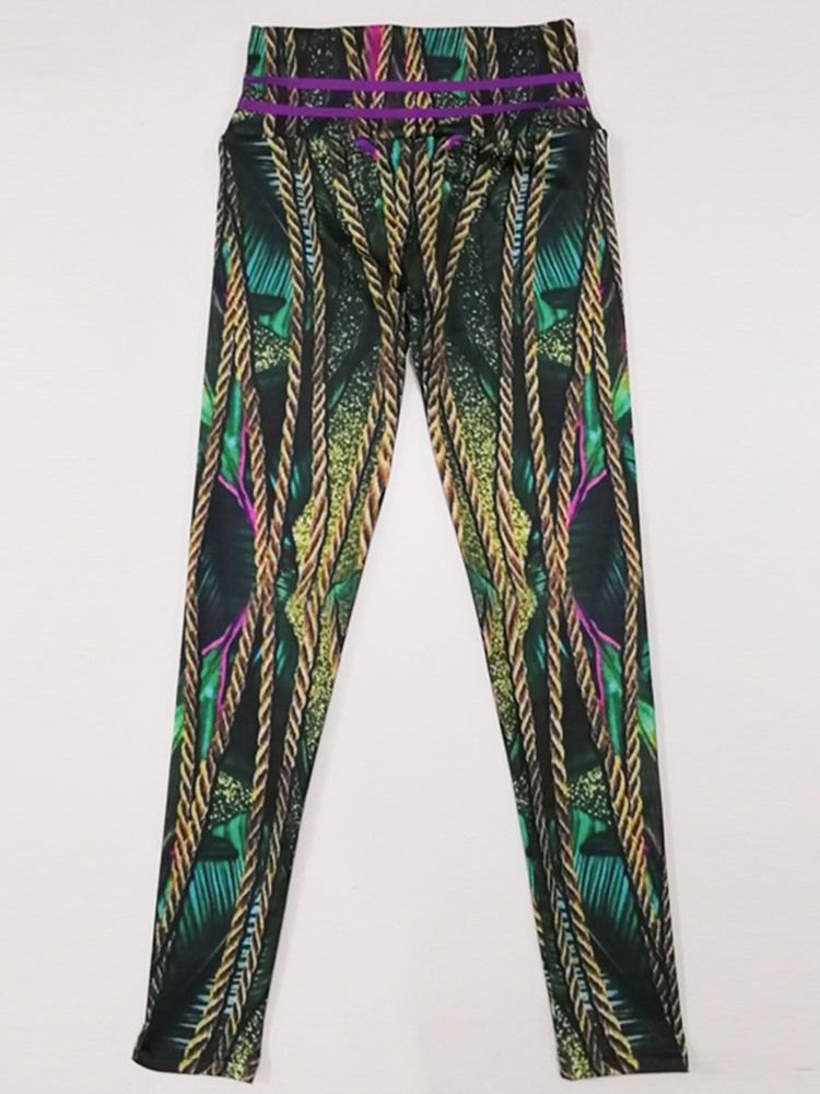 Anti-Svett Polyester Print Full Längd Yoga Byxor Hög Midja Tiktok Leggings