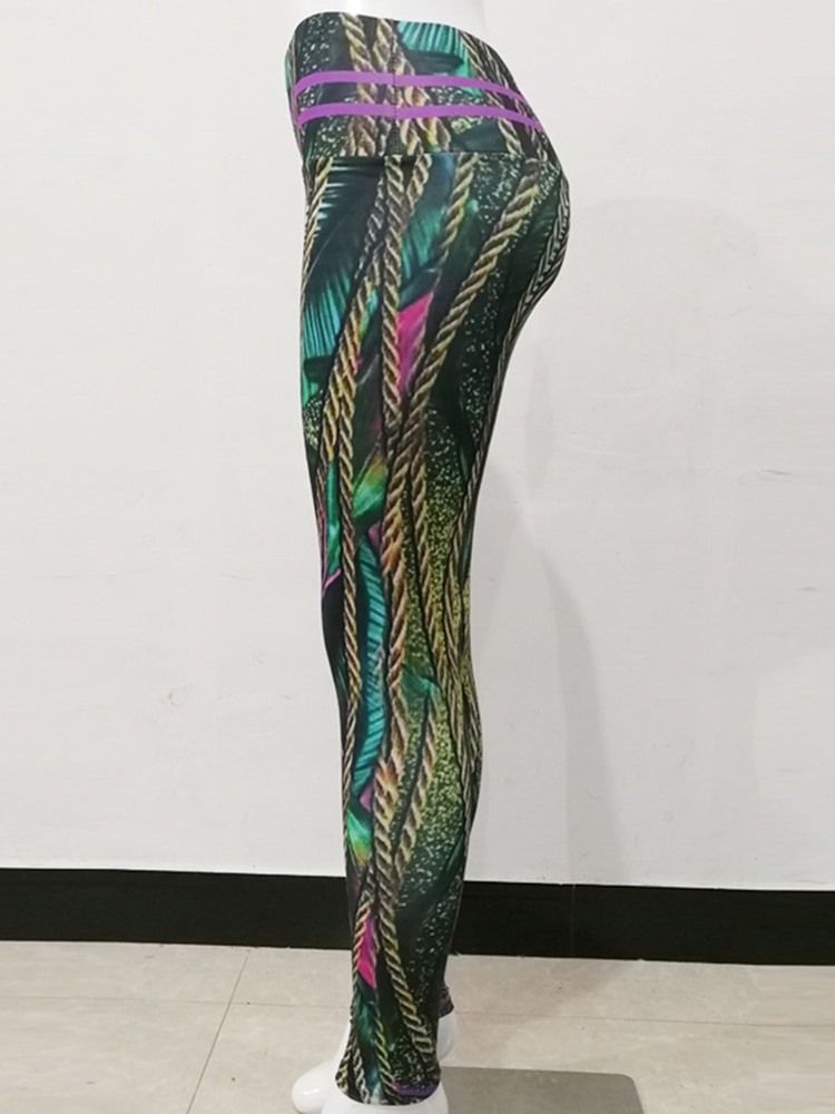 Anti-Svett Polyester Print Full Längd Yoga Byxor Hög Midja Tiktok Leggings