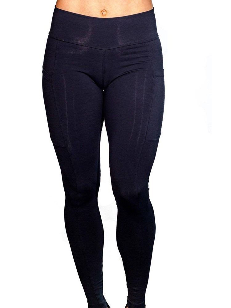 Anti-Svettfickor Solida Yoga Leggings Yoga Byxor Tiktok Leggings Med Hög Midja