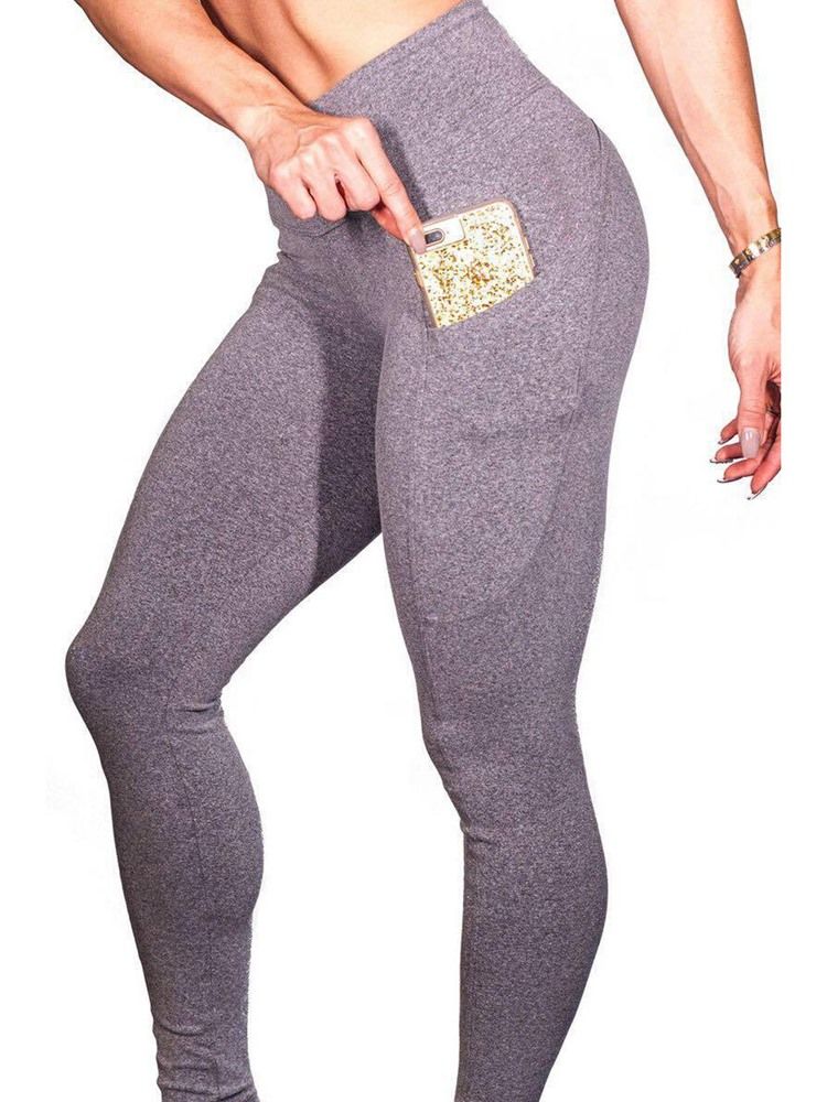 Anti-Svettfickor Solida Yoga Leggings Yoga Byxor Tiktok Leggings Med Hög Midja