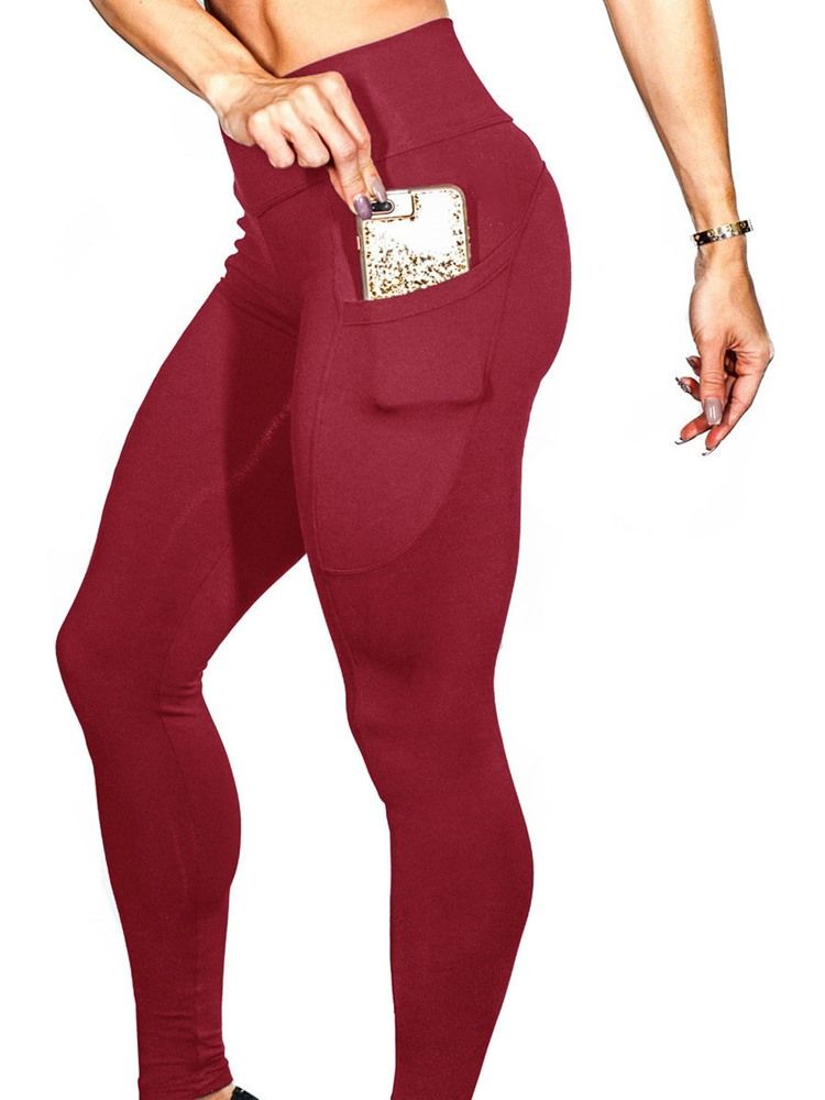 Anti-Svettfickor Solida Yoga Leggings Yoga Byxor Tiktok Leggings Med Hög Midja