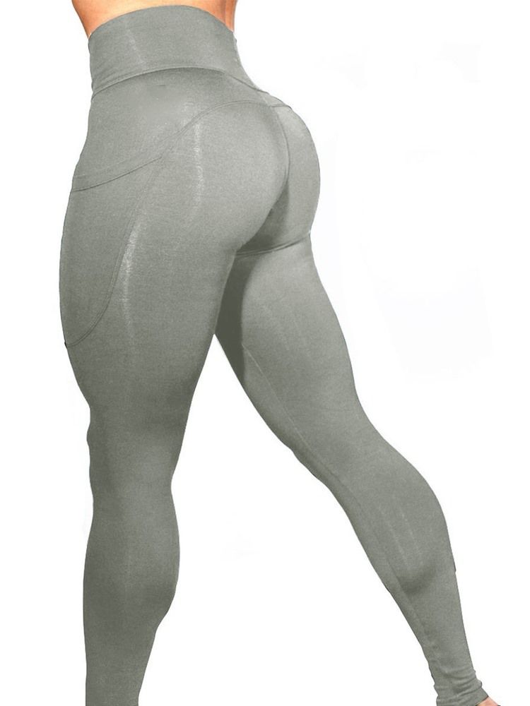 Anti-Svettfickor Solida Yoga Leggings Yoga Byxor Tiktok Leggings Med Hög Midja