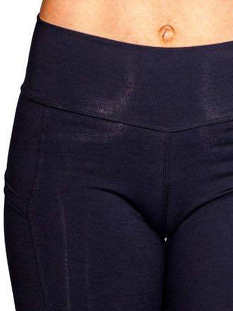 Anti-Svettfickor Solida Yoga Leggings Yoga Byxor Tiktok Leggings Med Hög Midja