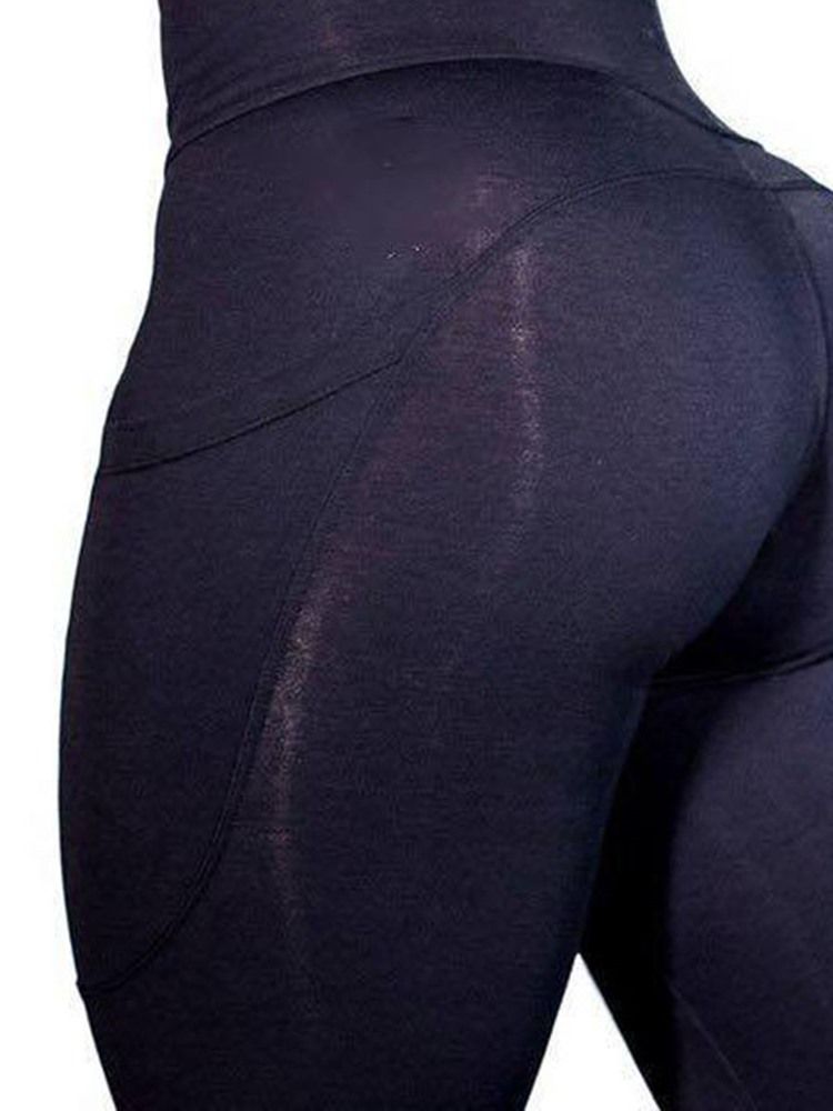 Anti-Svettfickor Solida Yoga Leggings Yoga Byxor Tiktok Leggings Med Hög Midja