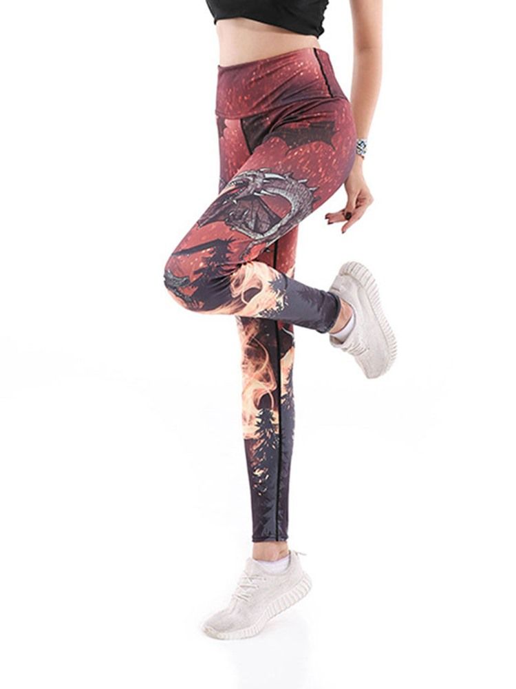 Anti-Svetttryck Cartoon Yoga Byxor Tiktok Leggings Med Hög Midja