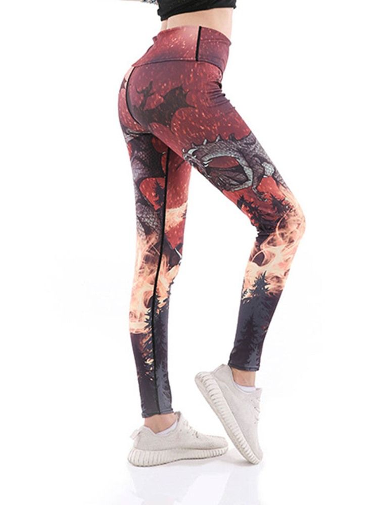 Anti-Svetttryck Cartoon Yoga Byxor Tiktok Leggings Med Hög Midja
