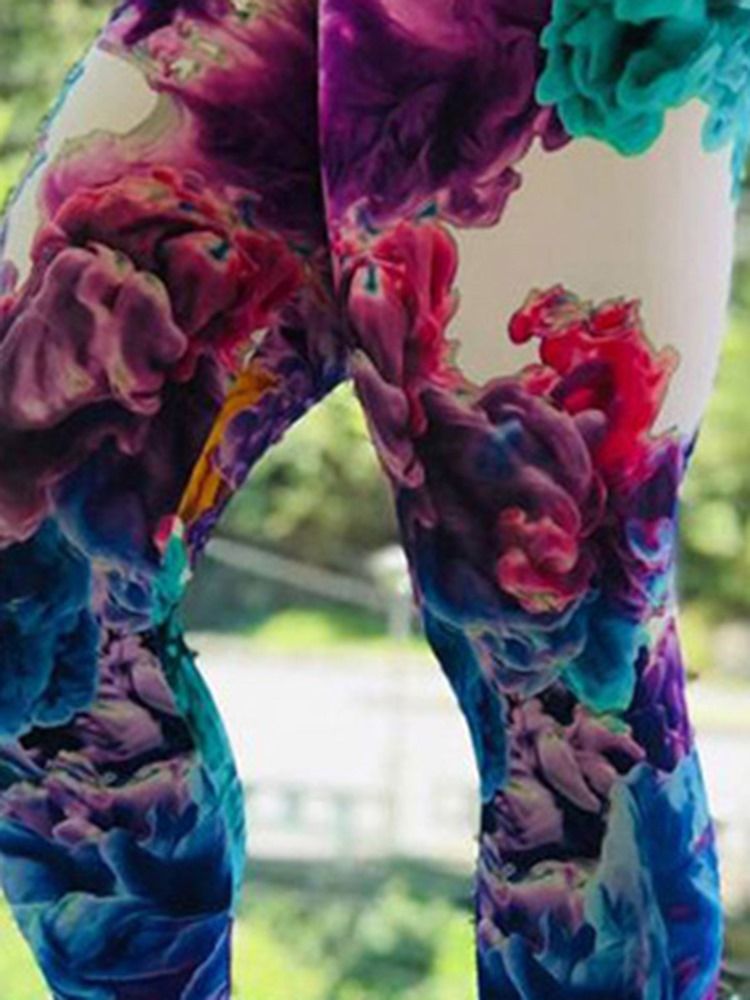 Blommönster För Kvinnor Gym Sport Fullängds Leggings Yogabyxor Tiktok Leggings Med Hög Midja