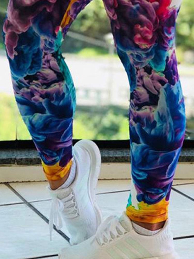 Blommönster För Kvinnor Gym Sport Fullängds Leggings Yogabyxor Tiktok Leggings Med Hög Midja
