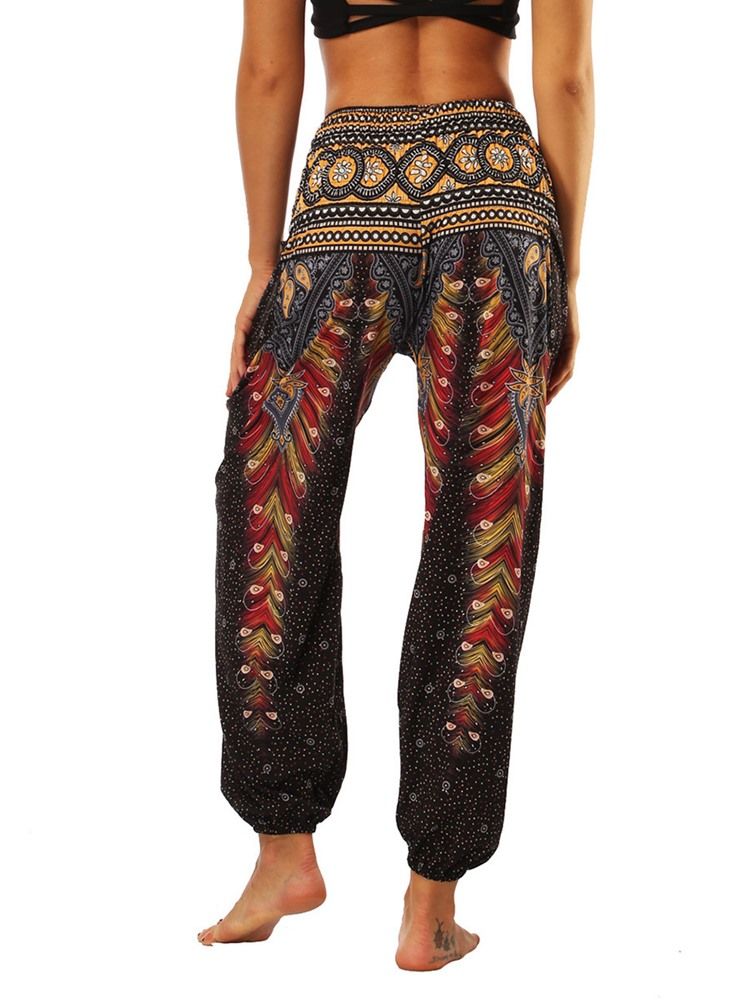 Boho Geometriskt Tryck Street Dance Yoga Byxor