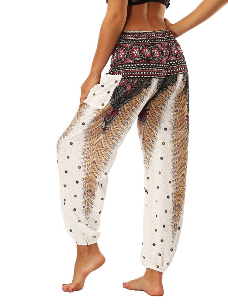 Boho Print Geometric Sommar Yoga Harem Byxor