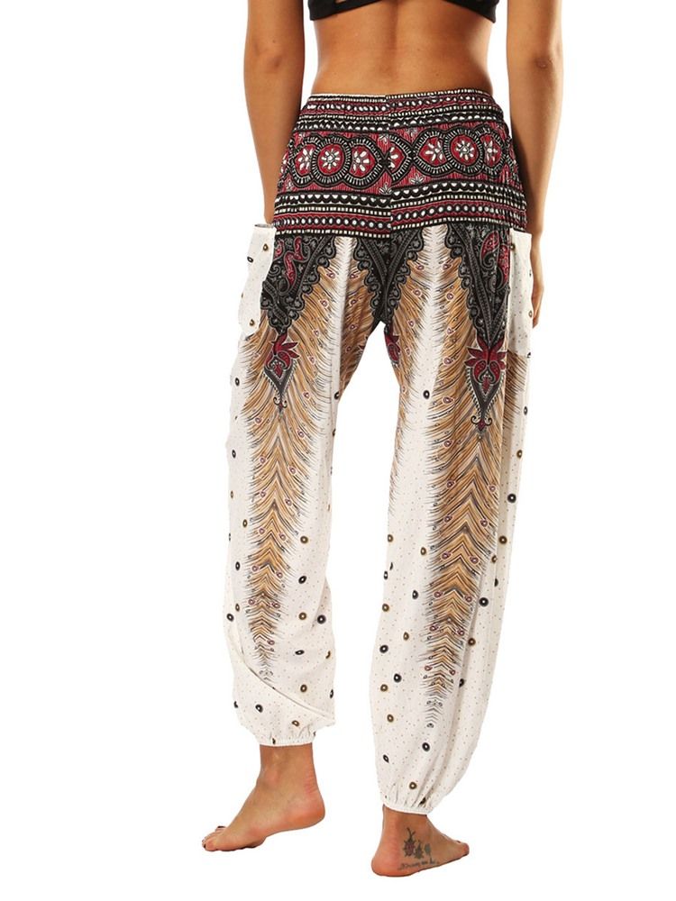 Boho Print Geometric Sommar Yoga Harem Byxor