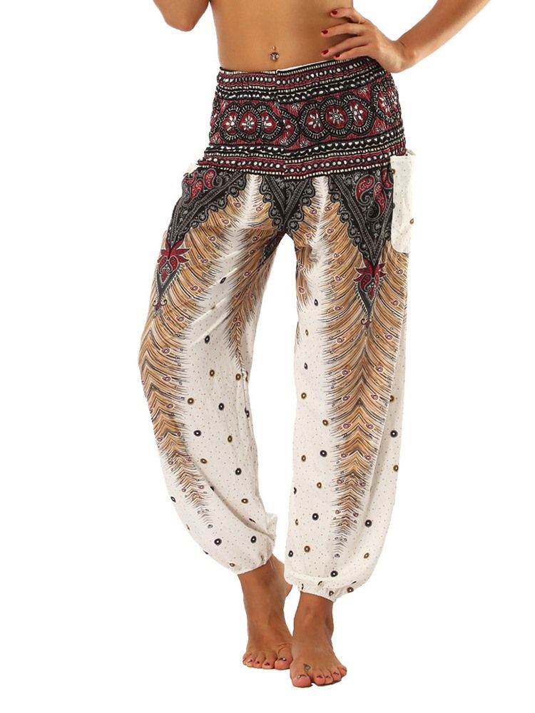 Boho Print Geometric Sommar Yoga Harem Byxor