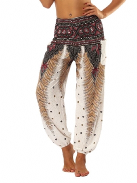 Boho Print Geometric Sommar Yoga Harem Byxor
