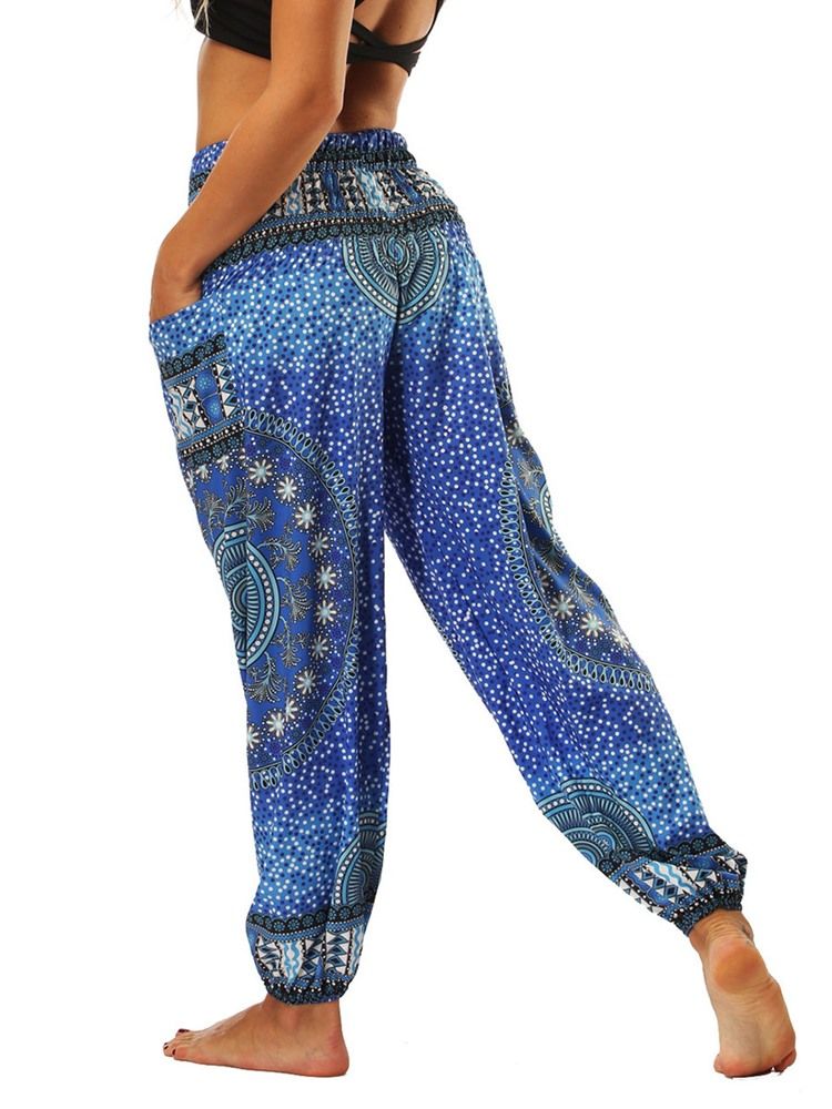Boho Print Geometric Yoga Harem Joggingbyxor