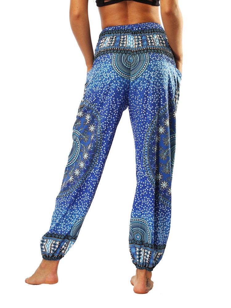 Boho Print Geometric Yoga Harem Joggingbyxor