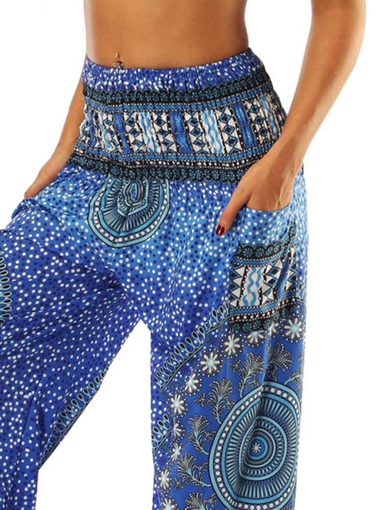 Boho Print Geometric Yoga Harem Joggingbyxor