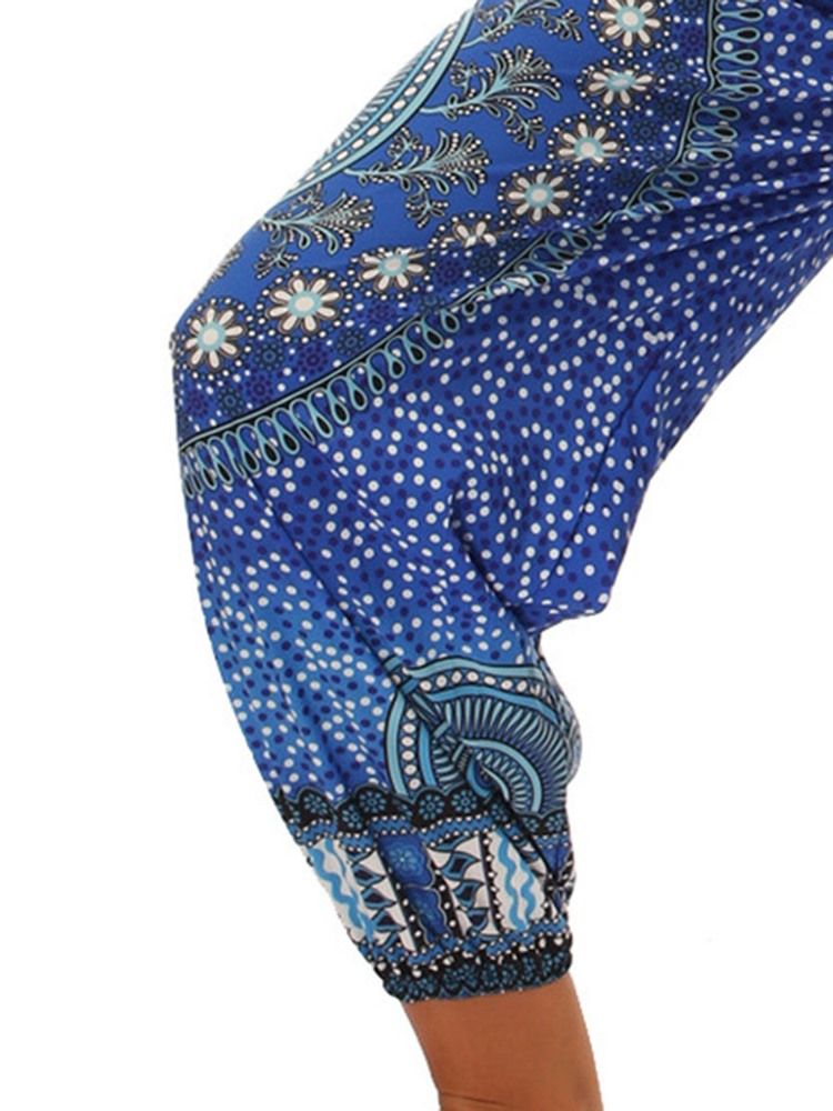 Boho Print Geometric Yoga Harem Joggingbyxor