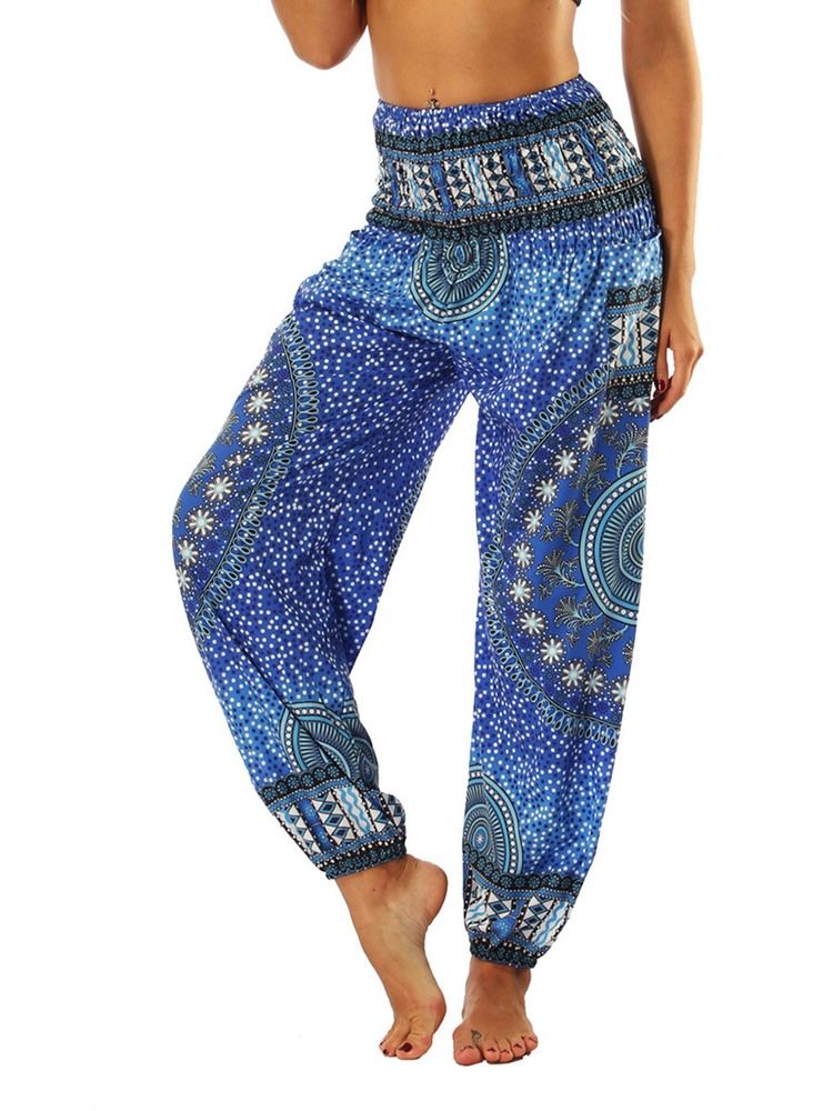 Boho Print Geometric Yoga Harem Joggingbyxor