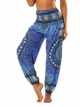 Boho Print Geometric Yoga Harem Joggingbyxor
