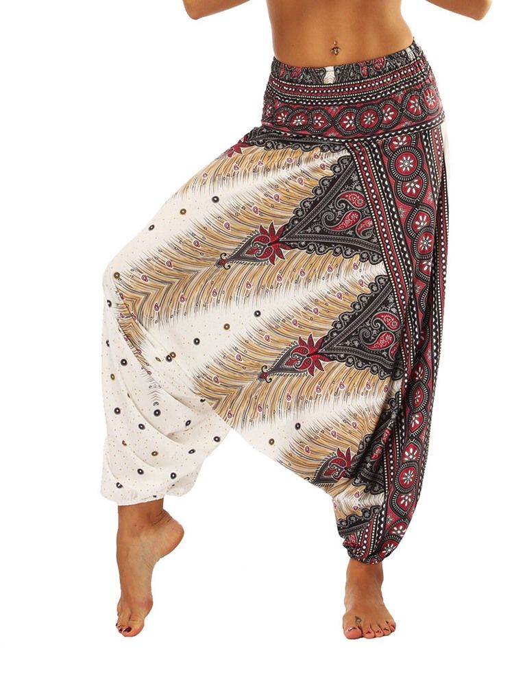 Boho Print Yoga Harem Joggingbyxor