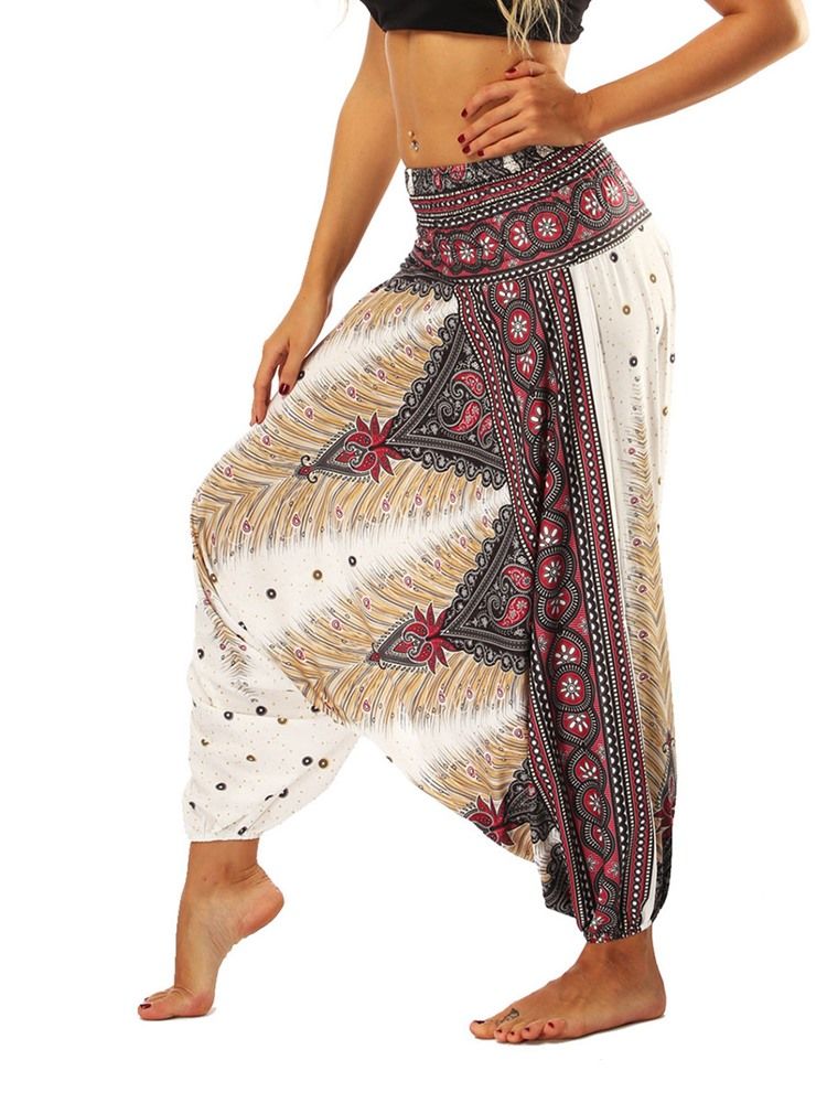 Boho Print Yoga Harem Joggingbyxor